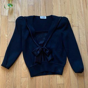Vintage St John for l Magnin Black Knit Nautical Sweater with Bow
